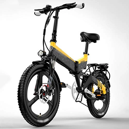 Vélos électriques : LJMG Vlos lectriques Vlo lectrique Pliant pour Adultes, Vlo lectrique 20" / Ebike Commute avec Moteur 400 W, Batterie 48 V 10, 4 Ah / 12, 8 Ah, Transmission 7 Vitesses