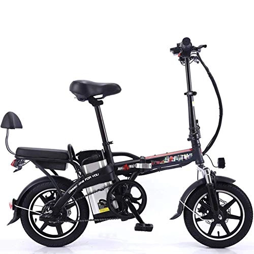 Vélos électriques : LKLKLK Vélo électrique Pliable en Aluminium avec pédales, Assistance Filet et Moteur 48 V 350 Wh, Batterie et vélo électrique avec 14" Noir