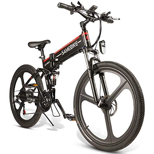 Vélos électriques : LO26 Vélo de Montagne électrique, Vélo électrique Pliant pour Adultes 26 Pouces 10.4Ah 350W 48V avec Shimano 21 Speed Vélo Cyclomoteur pour Hommes Femmes Déplacements en Ville (Noir)