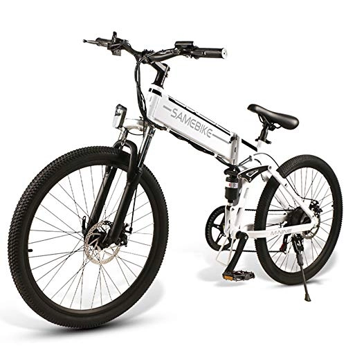Vélos électriques : LOKE Vélo électrique 26" électrique Pliable vélo Pliant Ebike avec Batterie au Lithium-ION, Blanc
