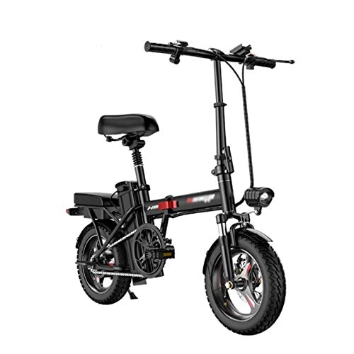Vélos électriques : LOMJK Vélo de Montagne électrique de 14"pour Adultes, électrique électrique 350W vélo électrique 46V 7, 5Ah Batterie au Lithium ION, Voyage à vélo d'extérieur pour Adolescents, Noir (Taille : 300km)