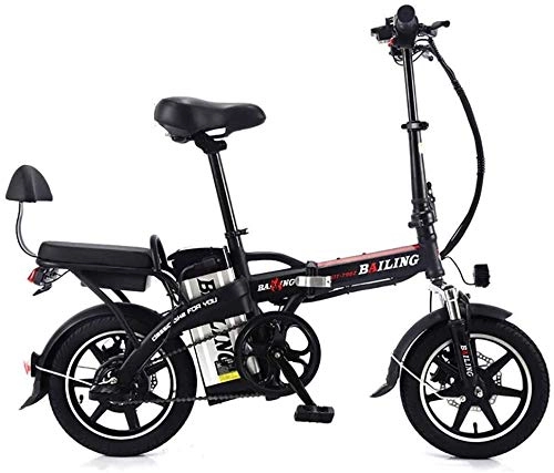 Vélos électriques : LPKK 14 « » électrique VTT électrique Trois vélos Modes de Travail avec Batterie Amovible au Lithium-ION (48V 350W) 0814 (Color : Black)