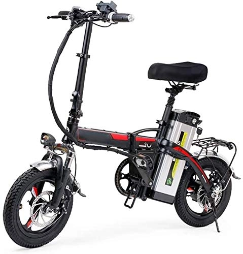 Vélos électriques : LPKK Électrique Pliant vélo avec Moteur 400W 48V 20Ah Amovible Buit en 14 Pouces Pliable Ebike Batterie Lithium-ION 0814 (Color : Black)