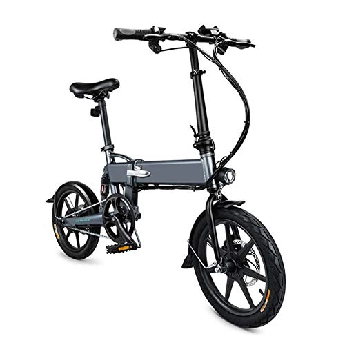 Vélos électriques : LSAMX Vélo électrique Pliant pour Adultes, vélo 7.8AH 250W 36V 16 Pouces, avec phares à LED, Assistance à 3 Vitesses, Changement de Vitesse à 6 Vitesses, 25 km / h, idéal pour Se Rendre au Travail, Gris