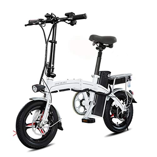 Vélos électriques : Luyuan Petite Voiture lectrique Ultra lgre de Batterie au Lithium de Voiture lectrique lgre lgre de Batterie de Bicyclette, Gamme de croisire 60-70km (Color : White, Size : 123 * 58 * 102CM)