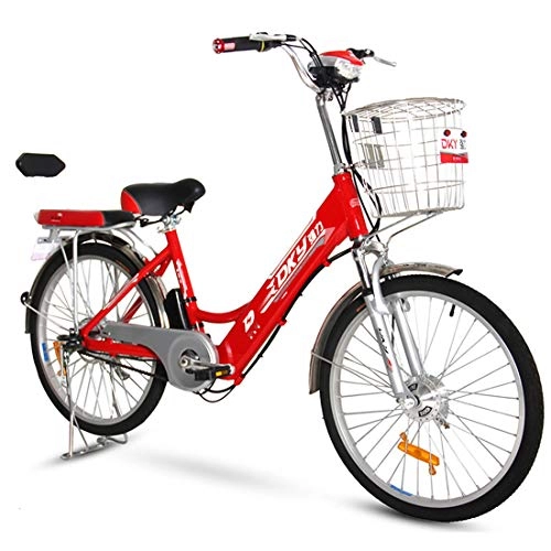 Vélos électriques : Lvbeis Adultes VLo Electrique VAE Portable De Ville VTT Vitesse Jusqu' 25Km / h Velo Assistance Electrique De Route, Red