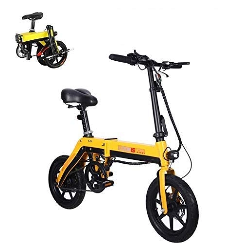 Vélos électriques : LZMXMYS Vlo lectrique, vlo lectrique Pliant Adultes, 36V E-vlo avec 10.0Ah Batterie au Lithium, la Ville de vlos Vitesse Maxi 25 kmh, Disque de Frein (Color : Yellow)