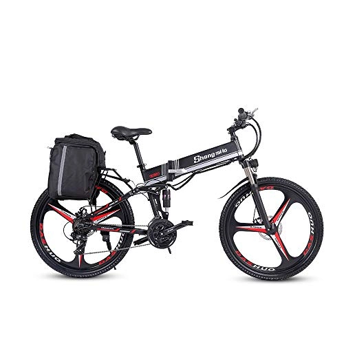 Vélos électriques : M80 Vélo électrique 250W EBike S-h-i-m-a-n-o 21 Portable Pliable pour Les déplacements et Les Loisirs Suspension arrière Avant Vélo Unisexe Pedal Assist (Noir)