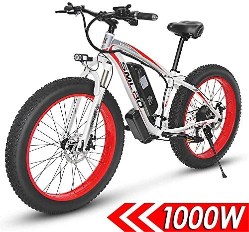 Vélos électriques : Macro 1000W Montagne Vélo électrique Vélo électrique, 26 « pour Les pneus de vélo Rue / Plage / SCH, Fat électrique VTT (Rouge)