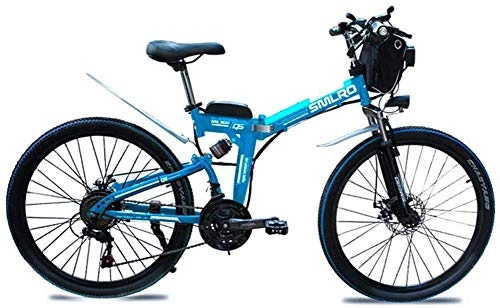 Vélos électriques : Macro vélo électrique en 2020 VTT Pliable, 36V 8Ah / 10Ah / 15AH Batterie au Lithium vélo électrique E-Bike avec 500W Moteur sans Balai et 21 Vitesses, Bleu, 36V8AH500W