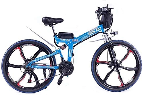 Vélos électriques : Macro électrique VTT Roue intégré, 350W 26 « » vélo électrique avec AC 48V 8AH / 15.10 AH Batterie au Lithium-ION pour Les Adultes, 21 Vitesses, Bleu, 48V15AH350W