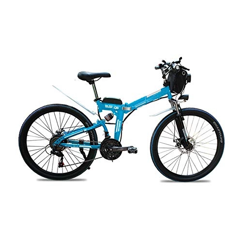 Vélos électriques : MDZZ Vélo de Montagne, Extérieur vélo électrique avec Batterie au Lithium Amovible, Pliable Adultes Pédale vélo 24 Pouces Fat Tire Vélos Bleu, 48v20ah