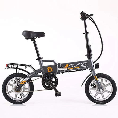 Vélos électriques : MDZZ Vélo électrique, Pliant Vélo de Montagne, 14" Sécurité des bicyclettes assistées avec Batterie Amovible Lithium-ION pour Adultes Commuter Voyage, Gris