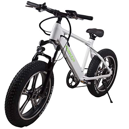 Vélos électriques : MERRYHE Vélo électrique Amovible 350W-48V-8Ah Li-Batterie Vélo électrique Vélo De Neige 20 * 4.0 Vélos De Montagne VTT Citybike 6 Niveaux Pas Vélo électrique Intelligent, White-48V8AH