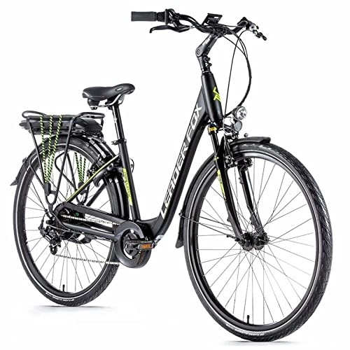 Vélos électriques : MICHELIN (Cycle) Velo Electrique-VAE City Leader Fox 28'' Park 2020 Mixte Moteur Roue AR BAFANG 250W 36V ALU Noir Mat-Vert 7V Shimano Tourney (20'' - H52cm - Taille L - pour Adulte DE 178cm à 185cm)