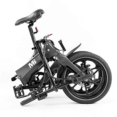 Vélos électriques : MiRiDER Vélo Électrique Pliant Structure en Magnésium 18.2kg - 250W - Jusqu'à 25km / h - 16 Pouces - IP65 (Gris, Cycliste de Plus de 175cm)