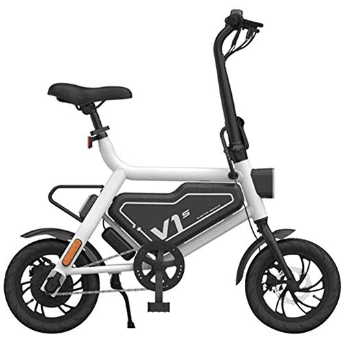 Vélos électriques : MIYNTB Pliant Vlo lectrique, 12 Pouces Vlo Assistance lectrique Portable Vlo Pliant Batterie Lger Et Pliant en Aluminium Vlo avec des Pdales, Blanc