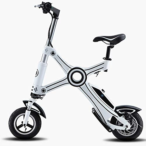 Vélos électriques : MMJC Mini-Vélo Électrique, Adulte Électrique Vélo Pliant Portable Multi-Fonction Résistant À l'usure Amortissant Les Chocs Loisirs Scooter, 25 Km Unisexe, Blanc