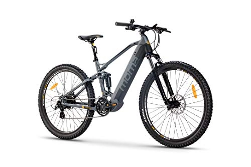 Vélos électriques : Moma Bikes VTT Electrique E-MTB 29" FULL SUSP. M-L Freins disque Hydraulique avec Batterie Intégrée Adulte Unisexe, Gris, M-L
