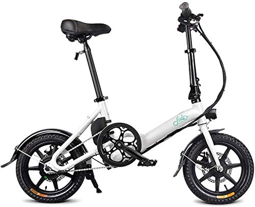 Vélos électriques : MQJ Vélos Électriques Rapides Ebikes Pour Adultes À Vélo Électrique Pliable de 14 Pouces Avec Batterie Lithium-Ion de 250W 36V / 7.8Ah - 3 Engrenage Électrique, Blanc, 1
