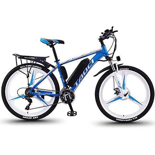 Vélos électriques : MRSDBTL Vélos électriques pour Adultes, vélos électriques en Alliage de magnésium, vélos Tout Terrain, 26"36V 350W Batterie Lithium-ION Amovible Mountain Ebike, pour Hommes, Bleu, 13AH