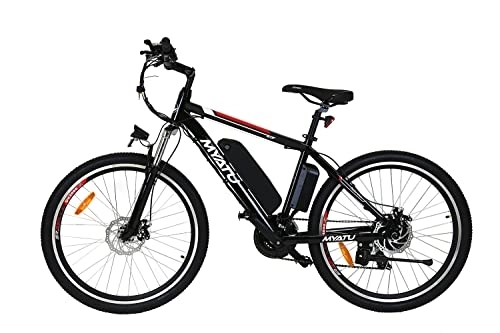 Vélos électriques : MYATU Moutainbike Vélo électrique 26" avec dérailleur Shimano 21 vitesses, moteur 250 W, batterie lithium-ion 36 V 12, 5 Ah, cadre en aluminium, 25 km / h, pour homme et femme, noir