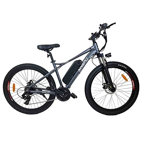 Vélos électriques : MYATU Moutainbike Vélo électrique 27, 5" avec dérailleur Shimano 21 vitesses, moteur 250 W, batterie lithium-ion 36 V 8 Ah, cadre en aluminium, 25 km / h, pour homme et femme, gris