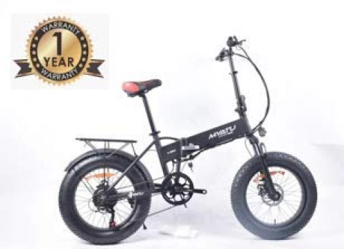 Vélos électriques : Myatu Vlo lectrique Pliant Noir Fat Bike Roues 20x4.0 VTT