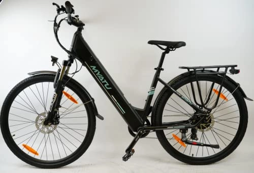 Vélos électriques : MYATU Vélo électrique 700C Vélo de ville 28" avec dérailleur Shimano 7 vitesses Moteur BAFANG 250 W Batterie lithium-ion 36 V 13 Ah Cadre en aluminium 25 km / h pour homme et femme Noir