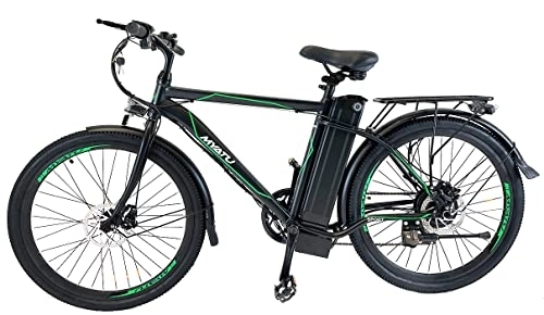 Vélos électriques : MYATU Vélo électrique de 26 pouces avec dérailleur Shimano à 6 vitesses, moteur 250 W, batterie lithium-ion 36 V 12, 5 Ah, 25 km / h, pour homme et femme, noir