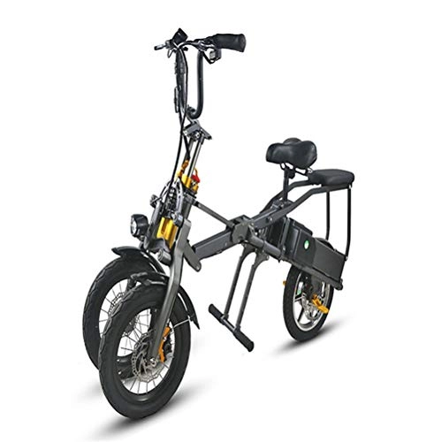 Vélos électriques : MYYINGELE Portable 14 Pouces Trois Roues Tricycle Électrique Électrique Vélos Électriques Adultes Pliant Vélo Électrique 36 V Max Gamme 75KM Adulte