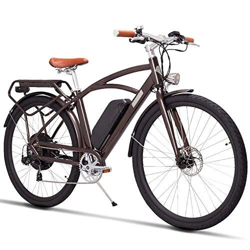 Vélos électriques : MZZK 700C Vélo de Montagne électrique à Assistance par pédale, vélo de Ville à Selle rétro, Puissant Moteur sans Balai de 400 W, Batterie au Lithium de 48V 13Ah (Marron 700C, 48V 13Ah)