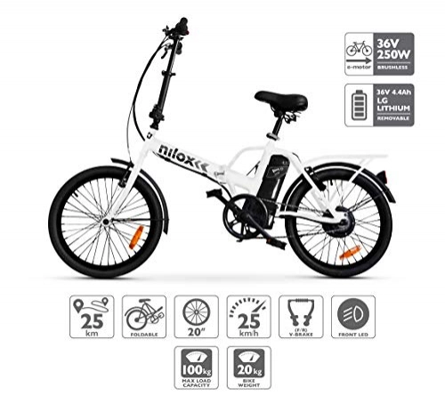 Vélos électriques : Nilox E Bike X1 New, Vélo Électrique Pliant Mixte Adulte, Blanc