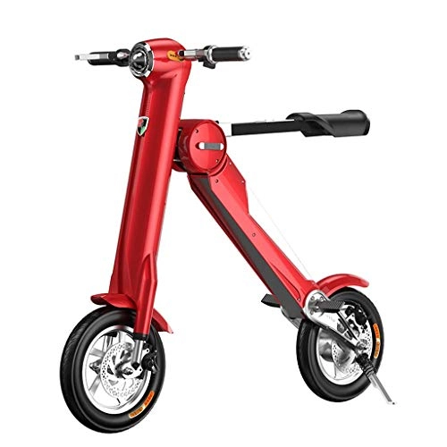 Vélos électriques : NUOLIANG Bicyclette électrique de 15 Pouces du Corps Pliable (20 Miles), du Cadre Pliable, après Le Scooter électrique 36V 250W, Frein à Disque mécanique (Color : Red)