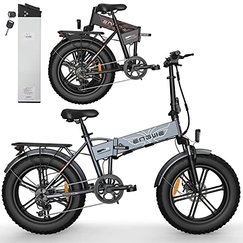 Vélos électriques : NXLWXN Vélo électrique Pliant Gros Pneu Vélo de Neige électrique 20"4, 0, Moteur Puissant de 750W, Batterie Amovible de 48V 12, 8Ah et Vélo électrique Professionnel à 7 Vitesses, Gris