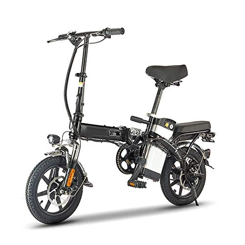 Vélos électriques : NXXML Mini Bicyclette lectrique Pliante de 14 Pouces, vhicules lectriques de Voyage Masculins et fminins en Acier Haute teneur en Carbone de 48V 250W, Noir