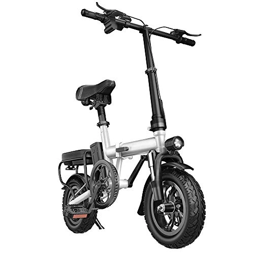 Vélos électriques : NXXML Vélo électrique portatif Rabattable Pro Smart en Aluminium, Petite Voiture avec Batterie de 12 Pouces, avec Batterie Lithium-ION Amovible de 48 V, Blanc, Topversion