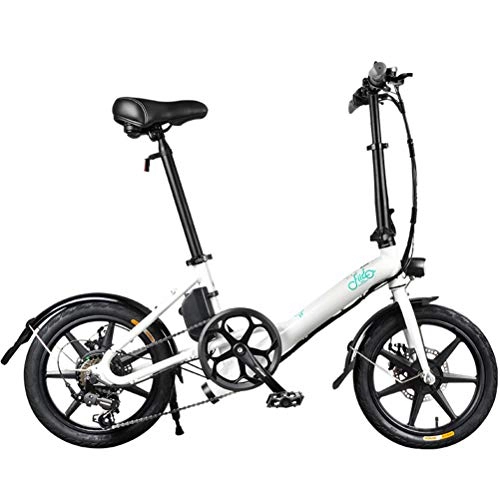 Vélos électriques : OD-B Vélo Électrique Pliant, Moteur Électrique en Aluminium De La Batterie Au Lithium De Vélo De 36V 7.8AH 14 Pouces, Assistance d'un E-Vélo avec Freins Mécaniques À Double Disque, Blanc