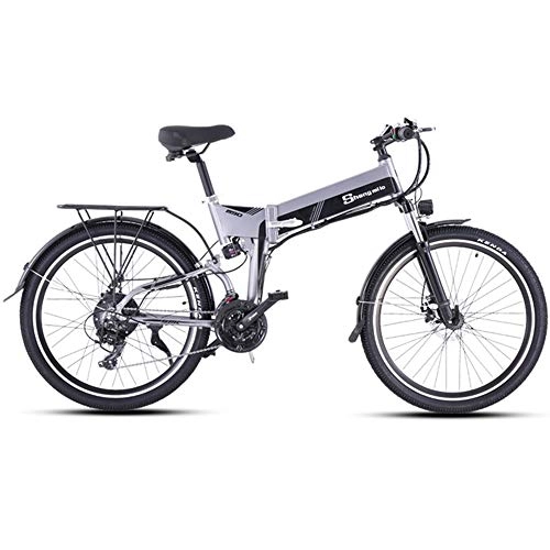 Vélos électriques : ONLYU Vlo lectrique pour Adultes, 26 Pouces Pliant E-Bike Motoneige 21 Vitesse Vlo lectrique VTT 48V18AH / 10.4AH Batterie Amovible avec Verrouillage, Charge 230KG, Single Battery