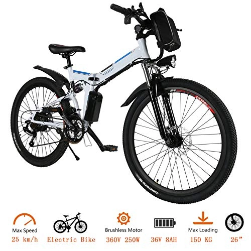 Vélos électriques : Oppikle Vélo Electrique 26" E-Bike - vélo électrique Pliant de 26 Moteur 250W - Ville léger Vélo de avec moyeu 21 Vitesses