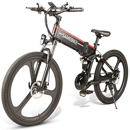 Vélos électriques : OUXI Electric Folding Bike Fettreifen 3 Modi Shimano 21 Geschwindigkeit mit 48V 350W 10, 5Ah Lithium-Ionen-Akku LO26 City Mountainbike Geeignet für Männer Frauen Erwachsene