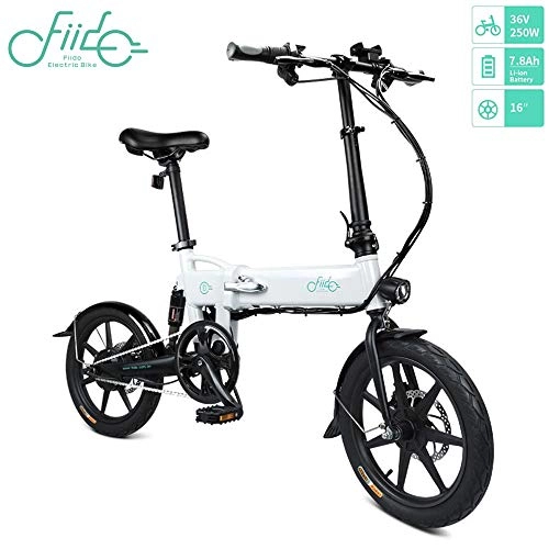 Vélos électriques : OUXI FIID0 D2 Velo Electrique Pliant de 16 Pouces, vélos électriques pour Adultes avec Batterie électrique intégrée de 7.8 Ah avec Amortisseur de Chocs pour Les Sports de Cyclisme en Plein air-Blanc