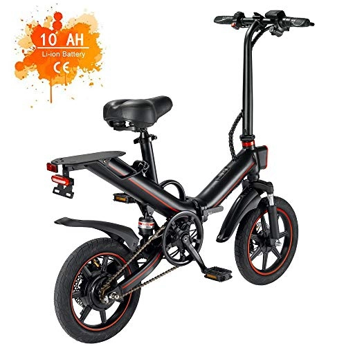 Vélos électriques : OUXI V5 vélos électriques pour Adultes, vélos pliants pour Femmes Hommes avec Batterie 400W 10Ah 48v 14 Pouces Vitesse maximale 25 km / h adapté aux déplacements Sportifs en Ville-Noir