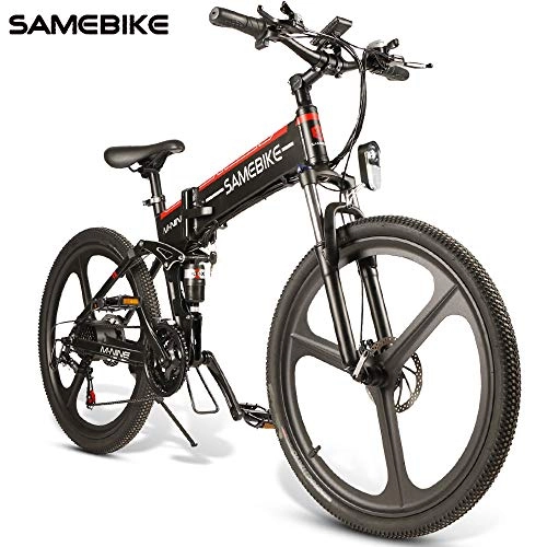 Vélos électriques : OUXI Vélo électrique cyclomoteur LO26 pour Adulte, vélo de Montagne Pliant de 26 Pouces avec boîte de Vitesses Shimano 21 Vitesses, Vitesse maximale de 35 km / h, Batterie de Batterie 350W 10.4Ah-Noir