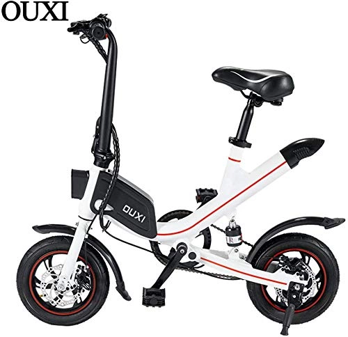 Vélos électriques : OUXI Vélos Électriques pour Adultes, Velo Electrique avec Roues 350w 7, 8ah 36v 12" Vélo Pliant Léger pour Hommes Sportif Aptitude Extérieur (Blanc)