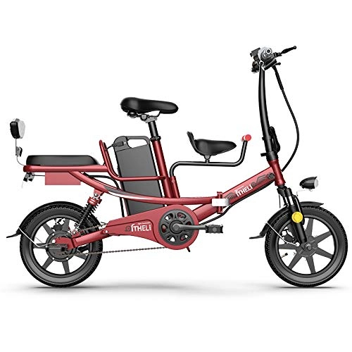 Vélos électriques : Pc-Glq 400W Vlos lectriques pour Adultes, Ebikes Vlos Tout Terrain, 14" 48V 8Ah / 11AH Amovible Au Lithium-ION pour Hommes Montagne Ebike, Rouge, 8AH