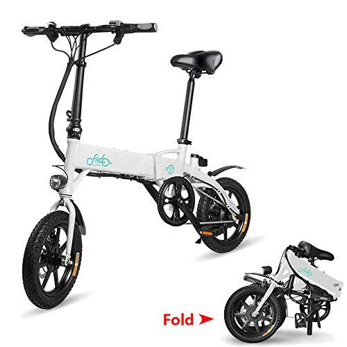 Vélos électriques : Phaewo Vélo électrique Pliable, Fiido D1 Ebike, 10.4Ah Li-ION Batterie 250W, Trois Modes de Fonctionnement, 14 Pouces avec lumière LED Avant pour Adulte (Blanc)