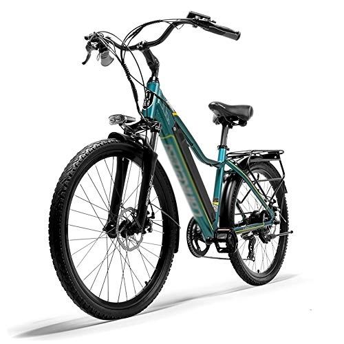 Vélos électriques : PHASFBJ Vélo Electrique, 26" E-Bike VTT Pliant 36V 300W Batterie au Lithium de Grande Capacité et Tektro Double Freins à Disque et Shimano Dérailleurs à 7 Vitesses, Bleu, 15ah