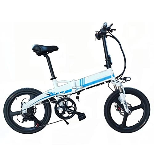 Vélos électriques : PHASFBJ Vélo électrique, 20 Pouces Repliable pour Vélo électrique Vélo de Montagne Pliant avec Batteries Lithium-ION 48V 10Ah VTT Vélo Électrique pour Adulte Femme Homme, Bleu