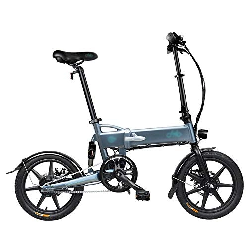 Vélos électriques : PHASFBJ Vélo électrique Pliable, E-Bike Pliants VTT Electrique en Aluminium de 16 Pouces pour Adultes Velos à Assistance Electrique Vélo de Montagne Jusqu'à 25 km / h, Gris, Single Speed